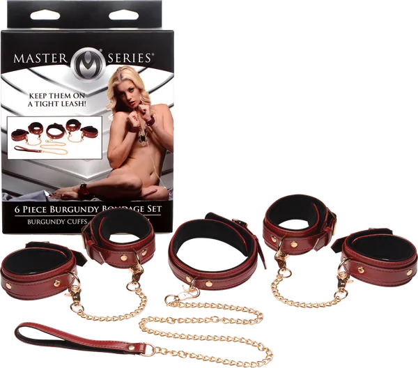 Xr Brands Burgundy Bondage Set 6 Piece - See Description