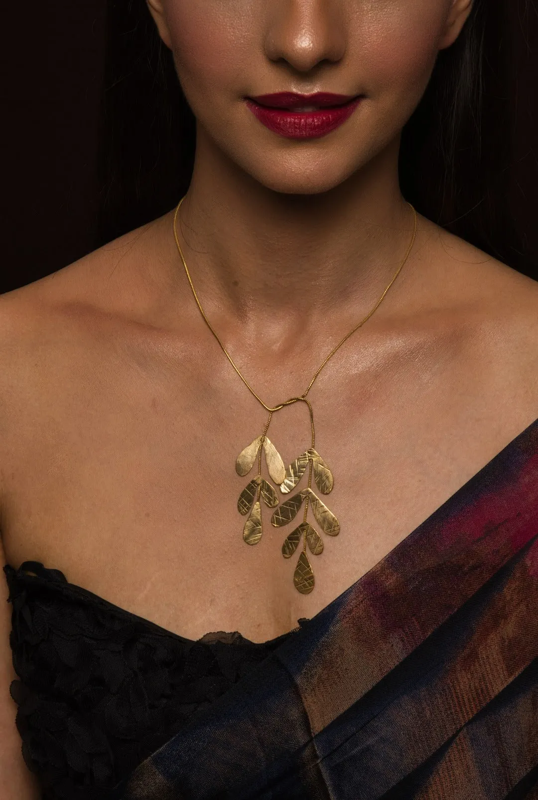 Ziya Gold Plated Leaf Necklace