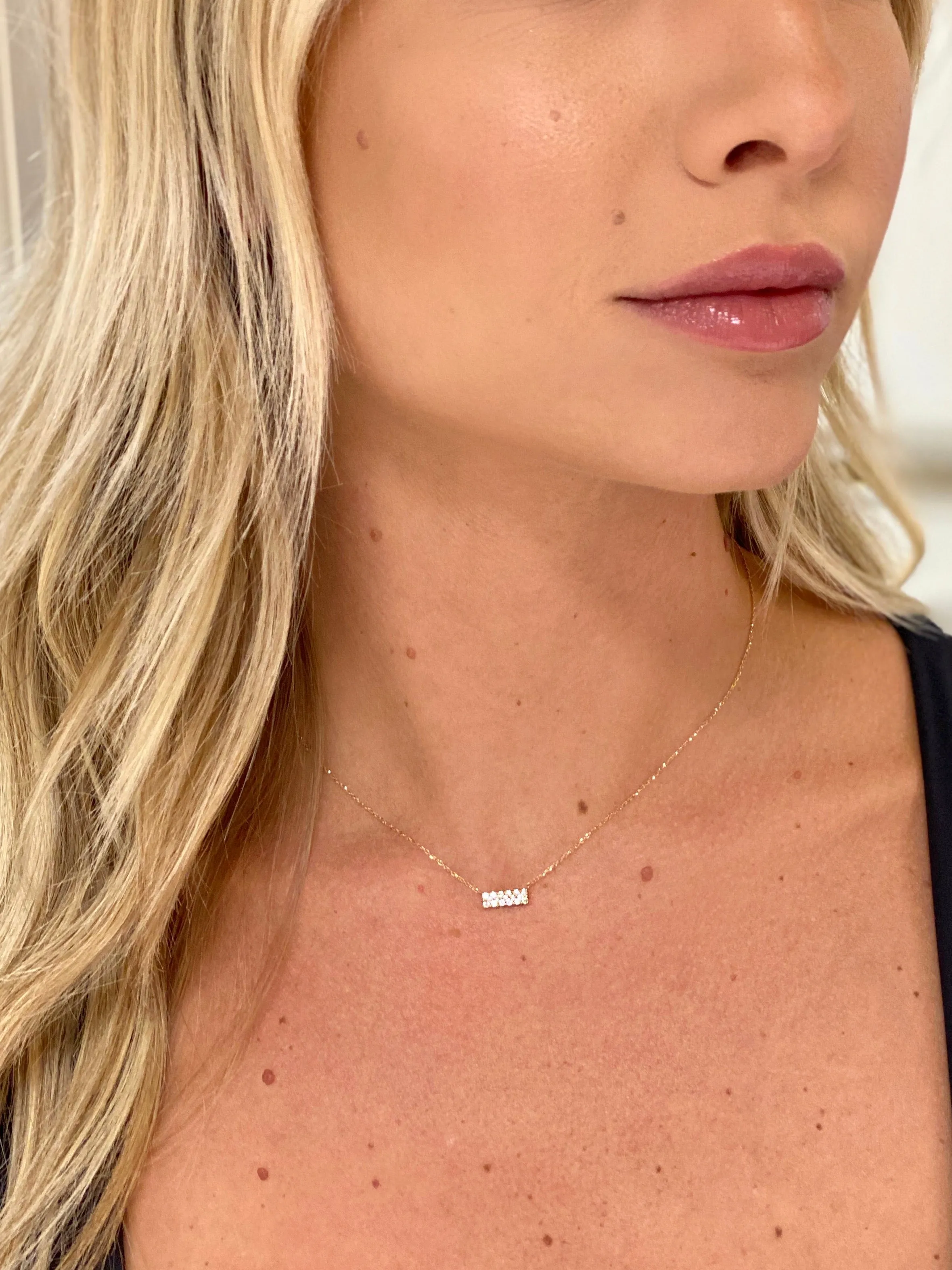 Zoey Two Row Diamond Bar Necklace